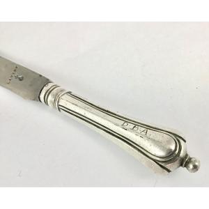 France Circa 1700-1730, Silver And Steel Knife, Marked Lautru, Master Subscriber » Na »