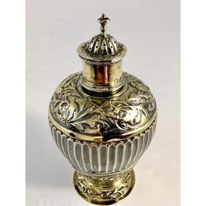 Holland 1870-1890, Solid Silver, Tea Caddy, In The Style Of The Early Eighteenth Century 