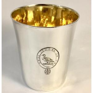 Order Of The Bath, Large Officer's Beaker  In Solid Silver And Vermeil, Tria Juncta In Uno