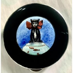 Powder Box , Solid Silver, Enamel And Vermeil, France, 1920-1940, Vanity Case 