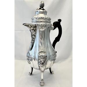 Louvain 1771, Louis XVI Coffee Pot In Solid Silver, Goldsmith Charles Henri Rousseau 