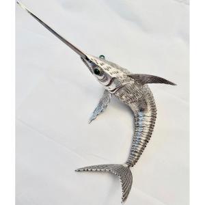 Solid Silver Swordfish, Spain 1940-1960, 916 Sterling Silver