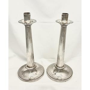 Ghent 1818-1829, Pair Of Charles X Torches, Sterling Silver , Livinus De Bast, Candleholders
