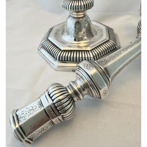 Paris 1718, Pair Of Regency Candlesticks , Jacques -françois Grebeude , Sterling Silver