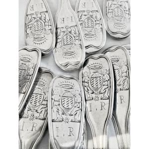 Valenciennes, Circa 1760, Solid Silver, Six Pieces Of Armorial Silverware