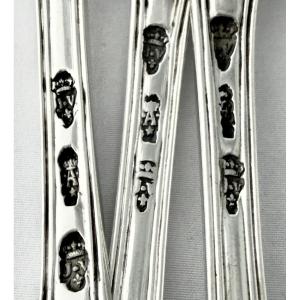 Avignon 1740-1760 , 8 +8 Solid Silver Flatware, Joseph Vilhet Or Jean Baptiste Vinay