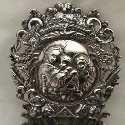 Holy Water Vessel In Sterling Silver, Germany Around 1890