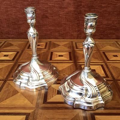 Pair Of Louis XV Torches, Augsbourg 1779, Neuss Johann Christian