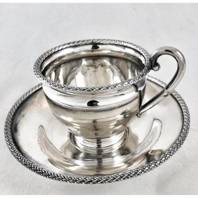 Charles X Cup And Saucer In Sterling Silver, Tasse , Paris 1819-1838