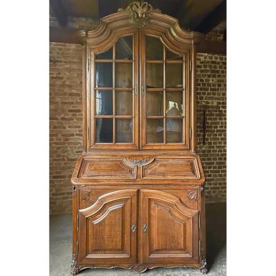 Bureau Bookcase Oak Eighteenth Century Hainaut Region