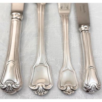 Cutlery Set Port Royal De Christofle, 125 Pieces, Silver Plated, Complete For 12 People