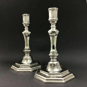 Pair Of Candlesticks , Dole, 1759, Joseph Opinel, Sterling Silver