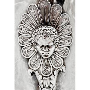 Coffee Pot, Paris 1819-38, Sterling Silver, With The Head Of An African Prince, Quentin Baschelet