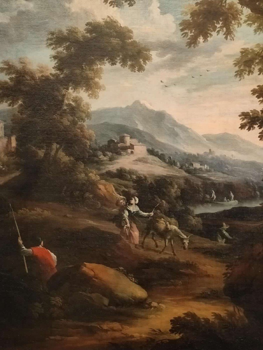 Scipione Cignaroli ( 1690 - 1766 ) , dipinto paesaggio con figure-photo-3