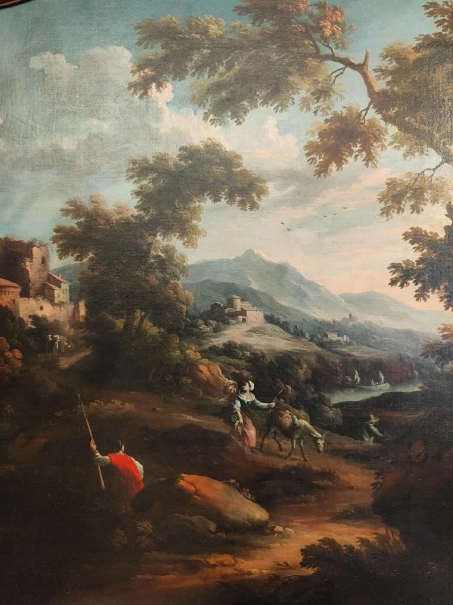 Scipione Cignaroli ( 1690 - 1766 ) , dipinto paesaggio con figure-photo-4