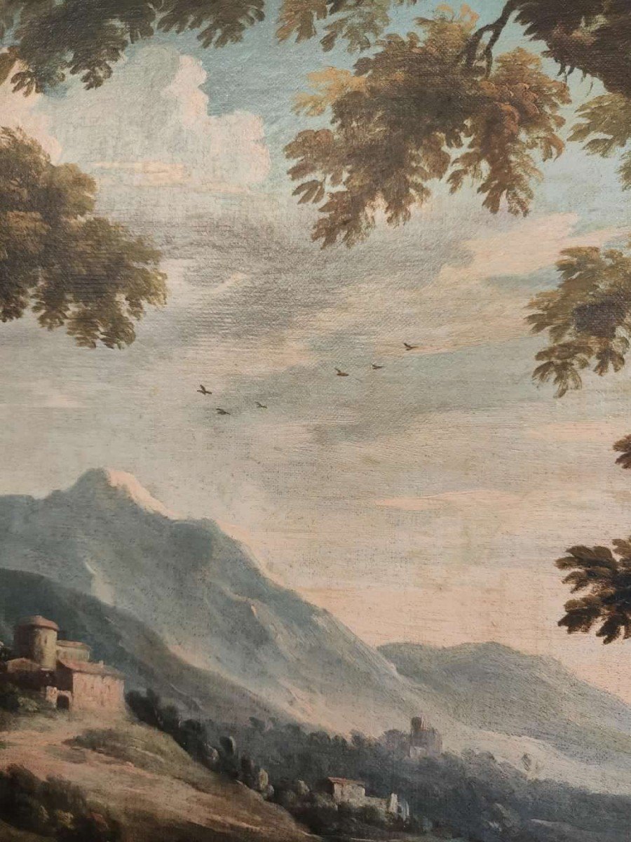 Scipione Cignaroli ( 1690 - 1766 ) , dipinto paesaggio con figure-photo-4
