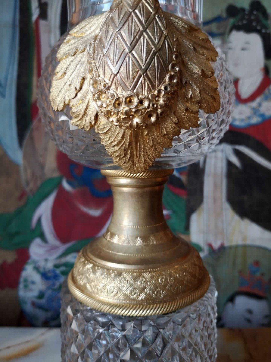 Importante coppia di Vasi in cristallo e bronzo dorato-photo-4