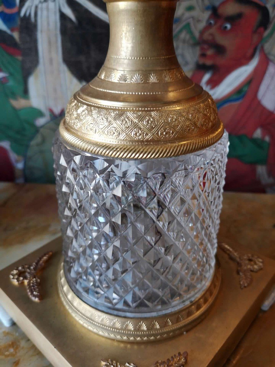 Importante coppia di Vasi in cristallo e bronzo dorato-photo-1