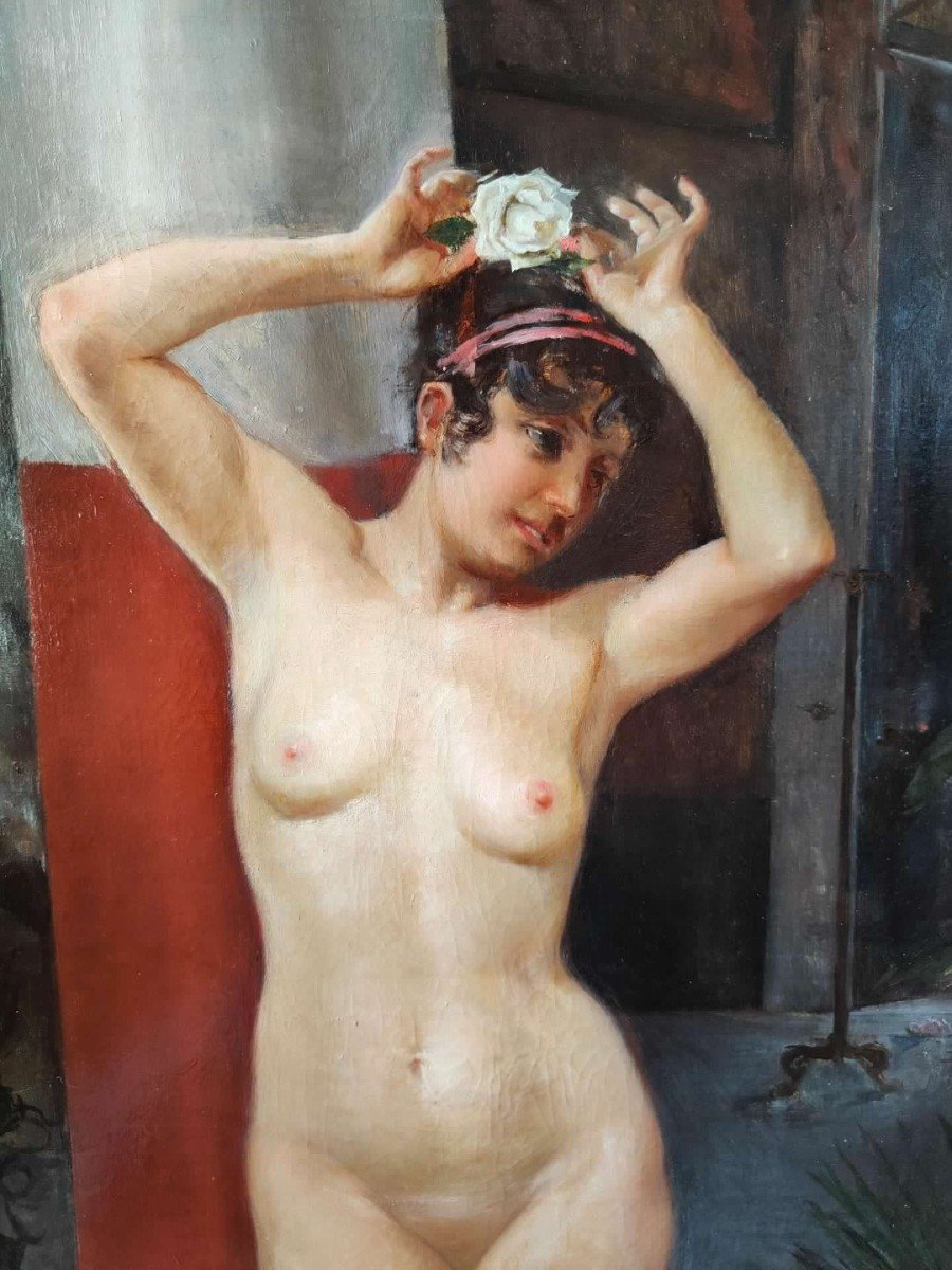 Bellissimo dipinto pompeiano raffigurante nudo di donna  A. Zanardellli-photo-4