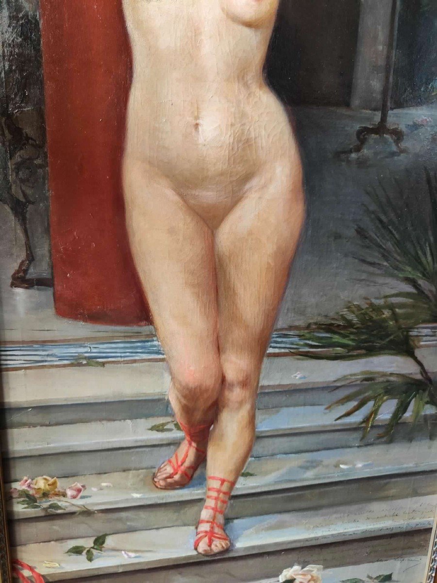 Bellissimo dipinto pompeiano raffigurante nudo di donna  A. Zanardellli-photo-1