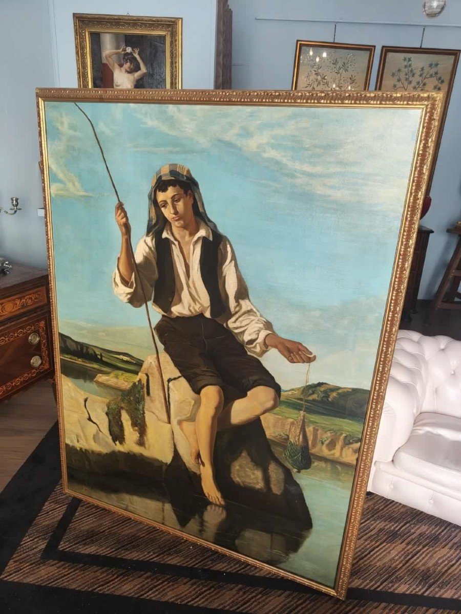 Grande dipinto raffigurante pescatore, Henry Bidauld  Henry Bidauld-photo-2