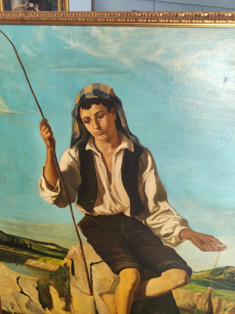 Grande dipinto raffigurante pescatore, Henry Bidauld  Henry Bidauld-photo-3