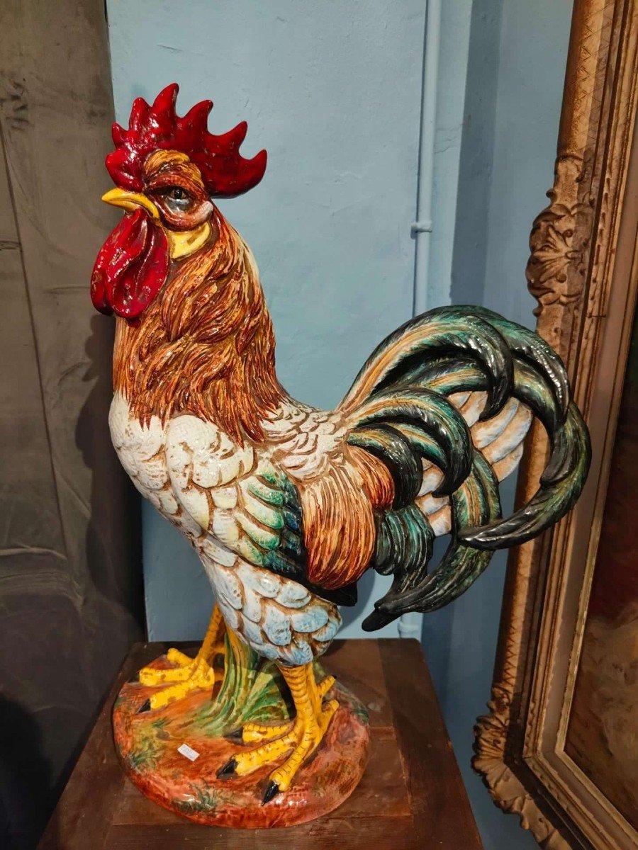 Grande e importante scultura in ceramica raffigurante Gallo , Zaccagnini