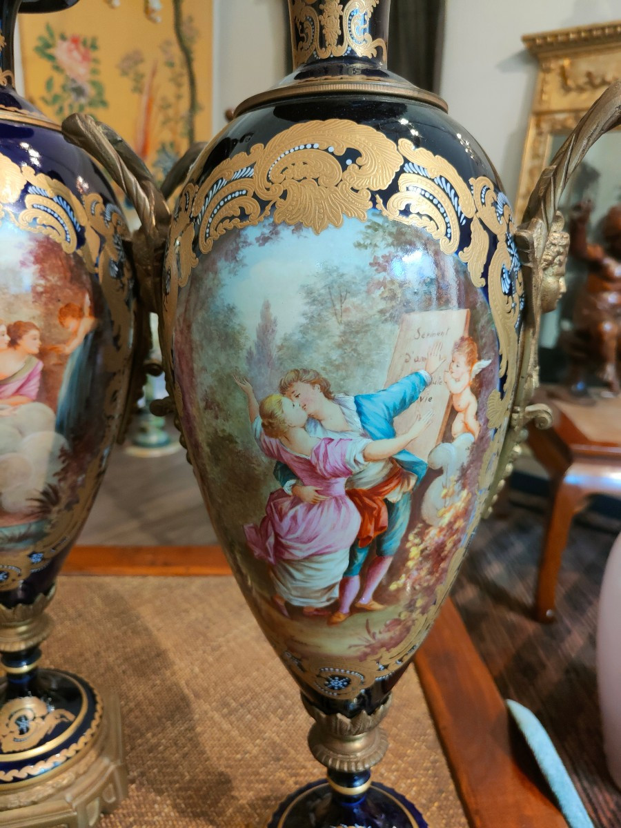 Coppia di vasi in porcellana di Sevres -photo-3
