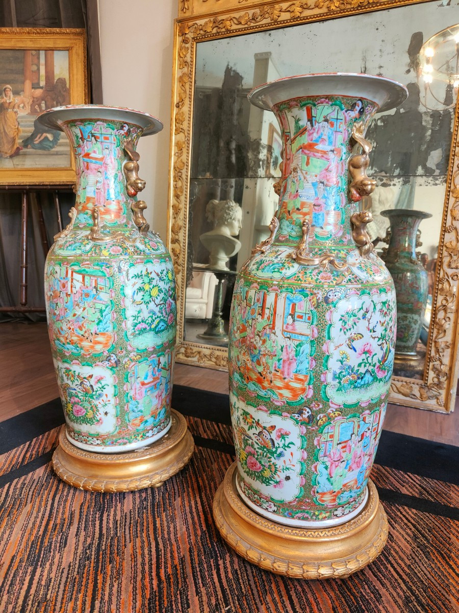 Grande coppia di vasi canton, epoca: XIX secolo-photo-2