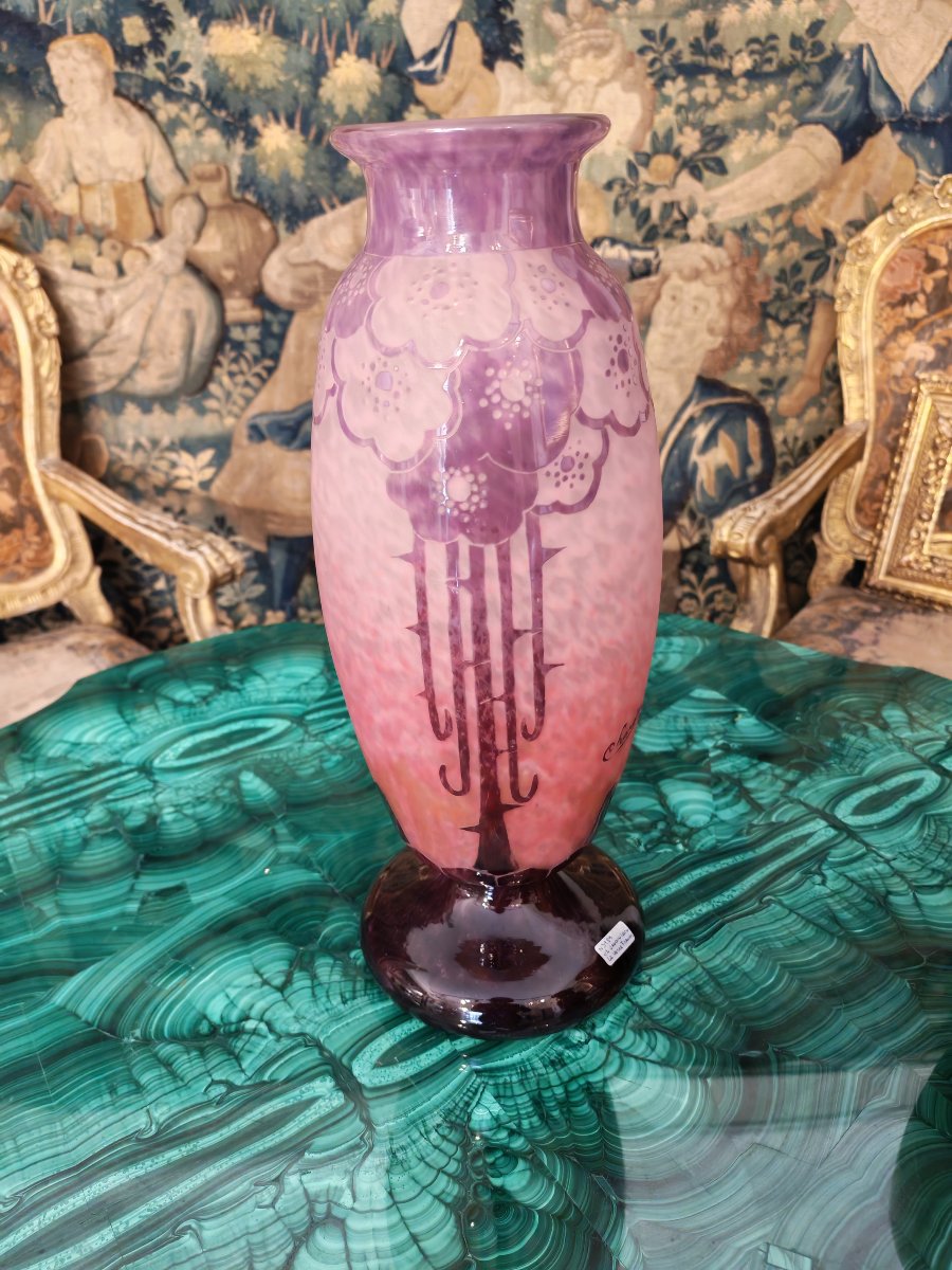 Grande Vaso in vetro acidato le Verre Crancais-photo-2