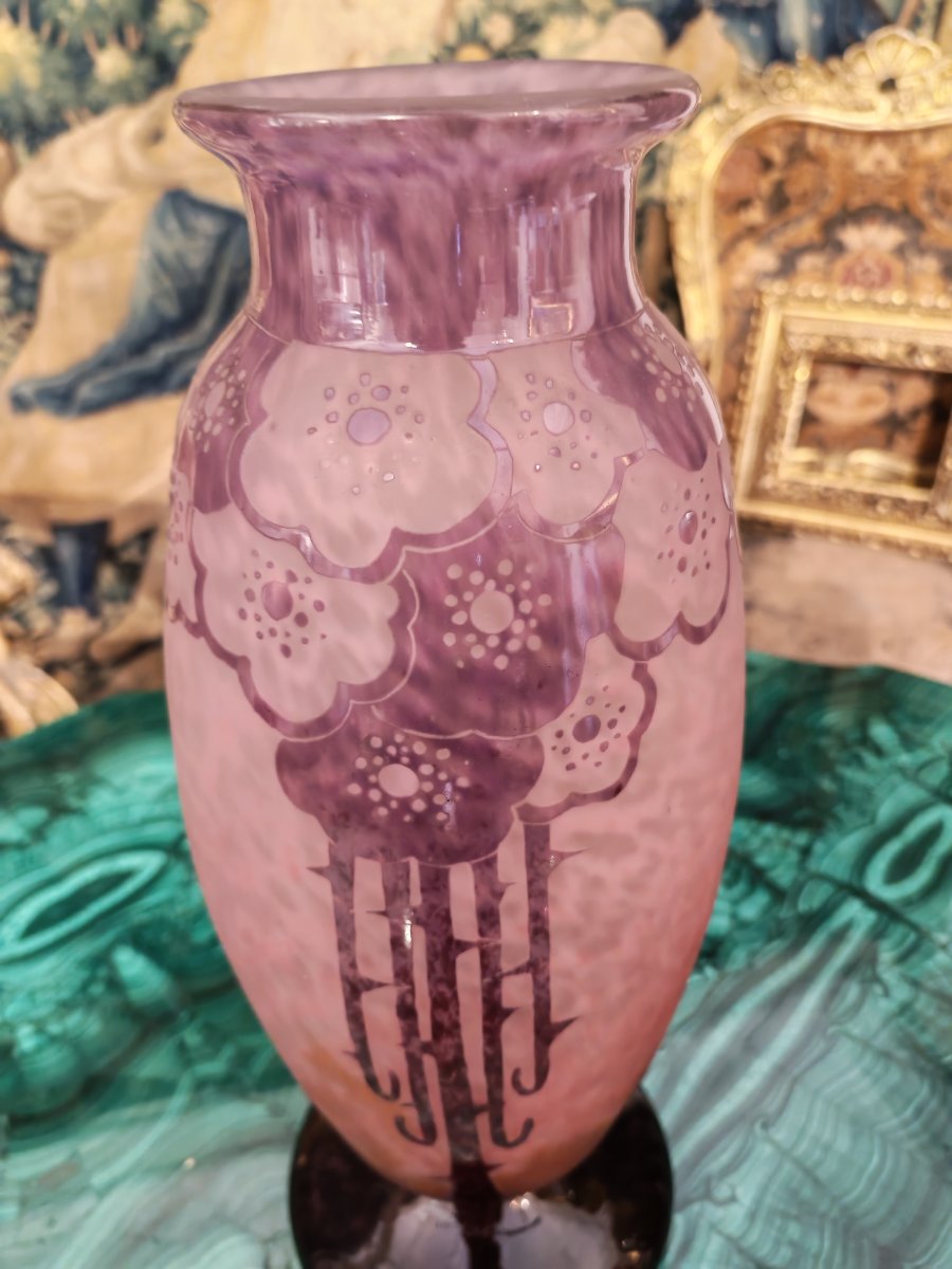 Grande Vaso in vetro acidato le Verre Crancais-photo-3