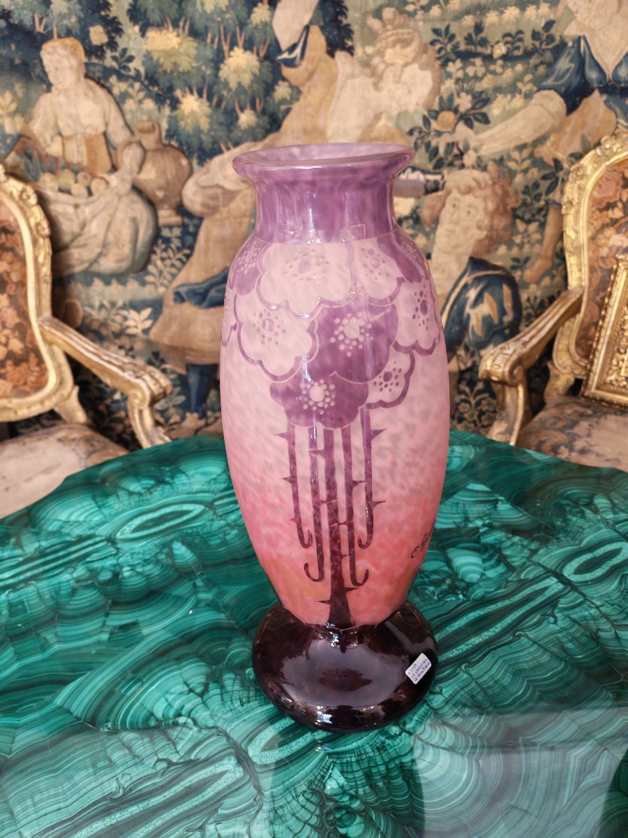 Grande Vaso in vetro acidato le Verre Crancais-photo-4