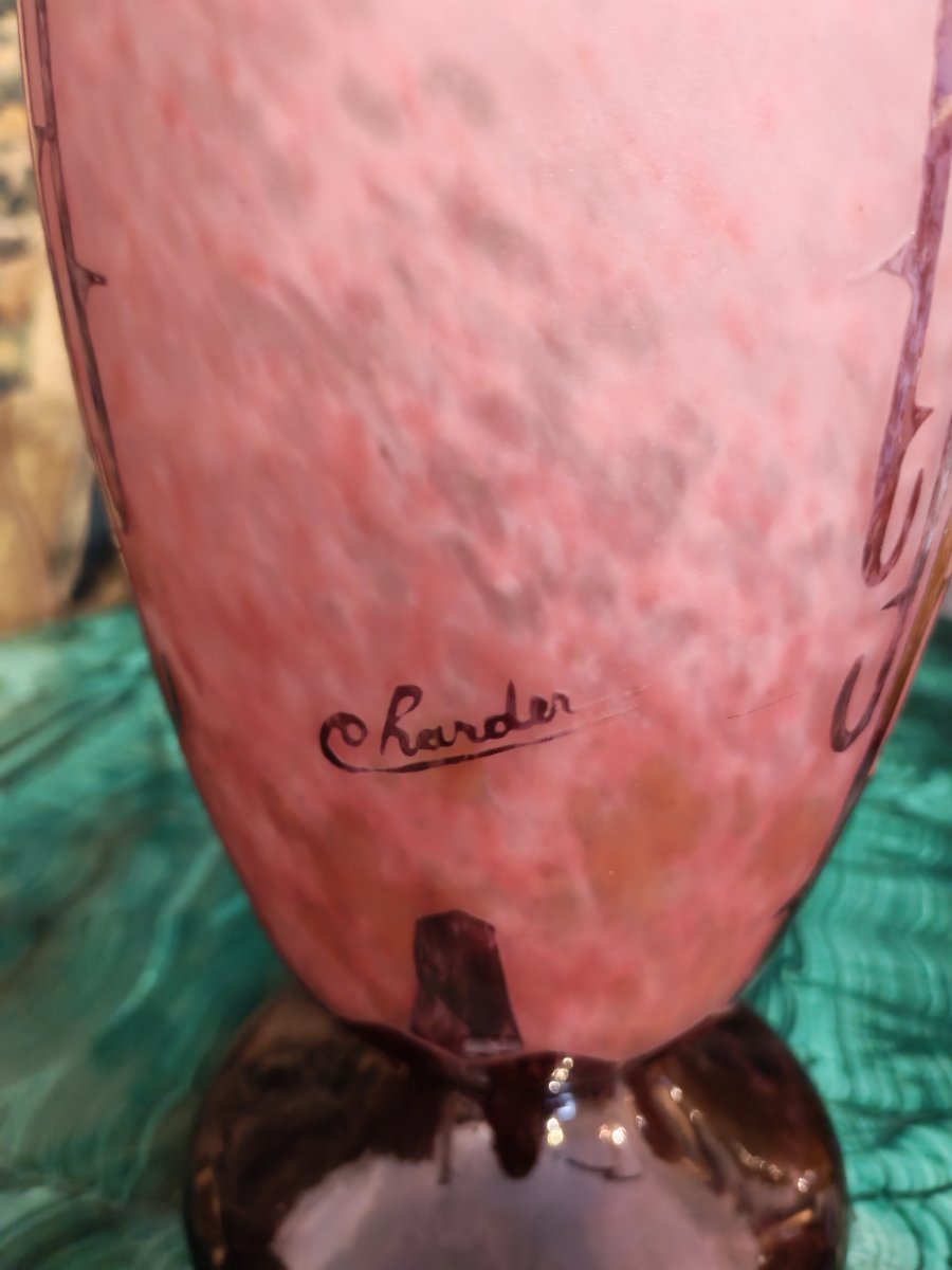 Grande Vaso in vetro acidato le Verre Crancais-photo-1