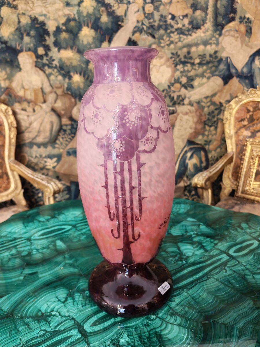 Grande Vaso in vetro acidato le Verre Crancais-photo-2