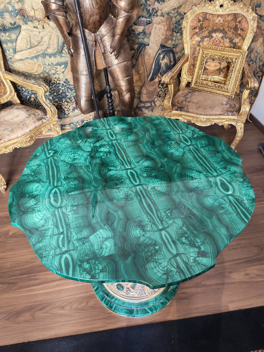 Importante  Tavolo in malachite argento e argento vermeil -photo-4