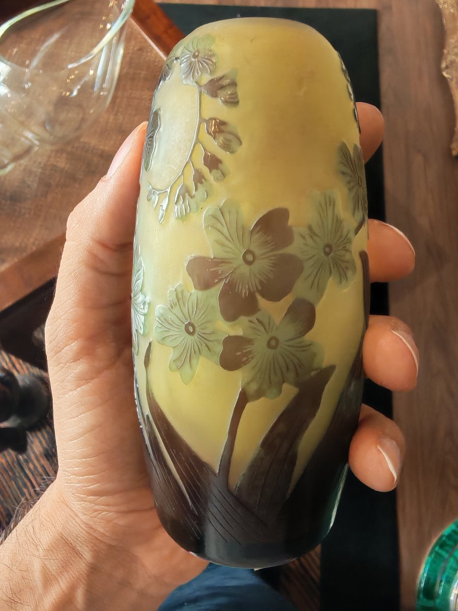 Vaso in pasta di vetro stratificata, attribuibile allo stile Art Nouveau di Émile Gallé. Il cor-photo-2