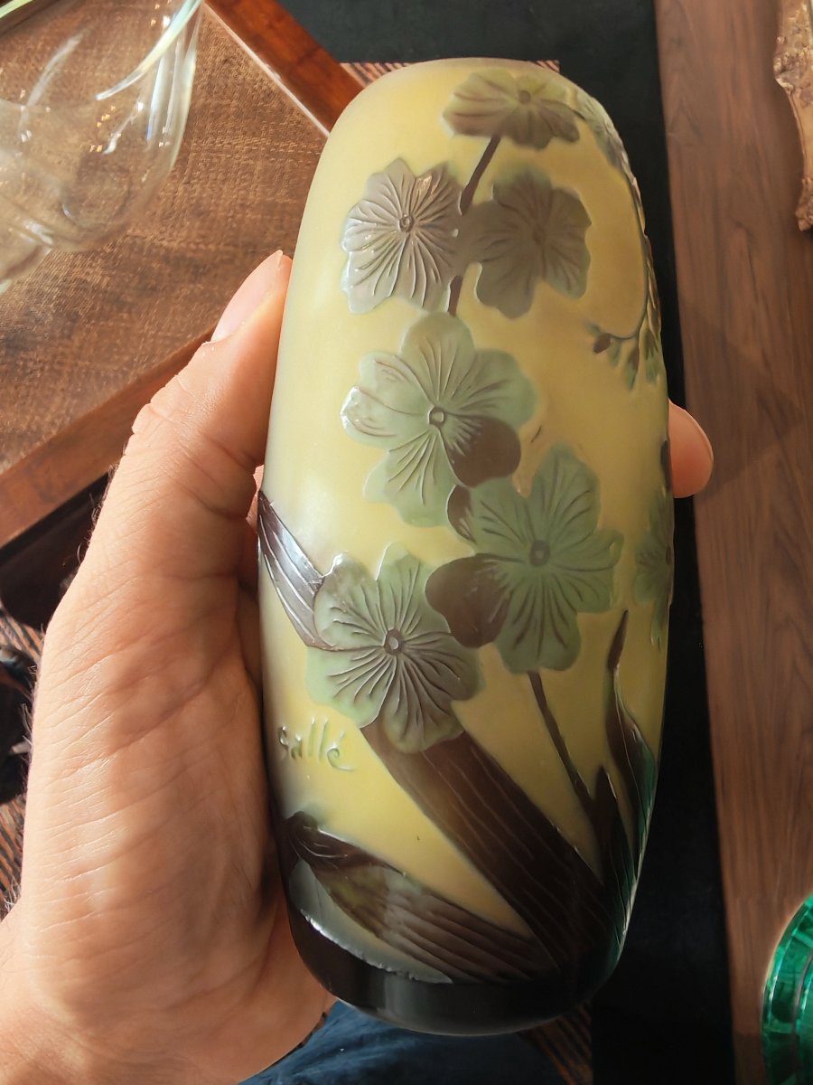 Vaso in pasta di vetro stratificata, attribuibile allo stile Art Nouveau di Émile Gallé. Il cor-photo-4