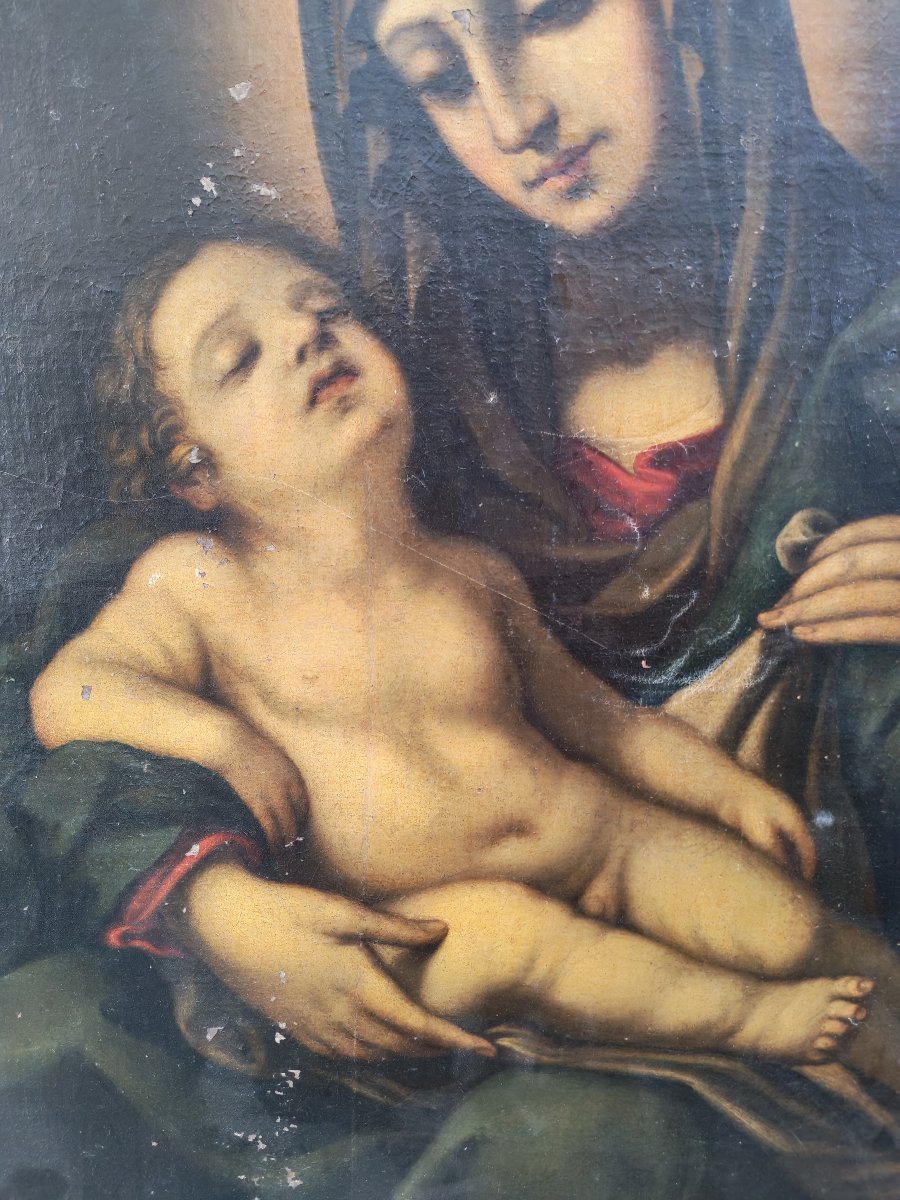 Grande dipinto del XVII secolo, Madonna con bambino-photo-1