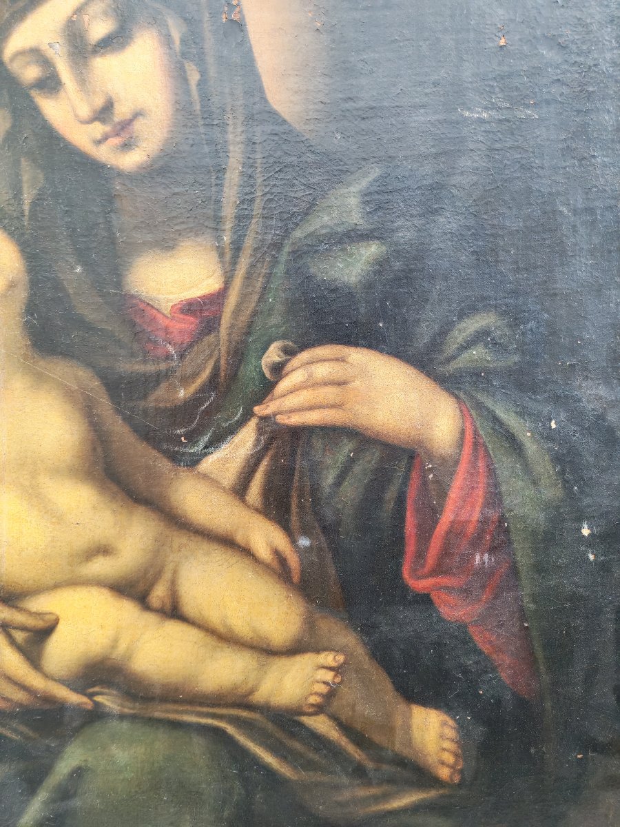 Grande dipinto del XVII secolo, Madonna con bambino-photo-2