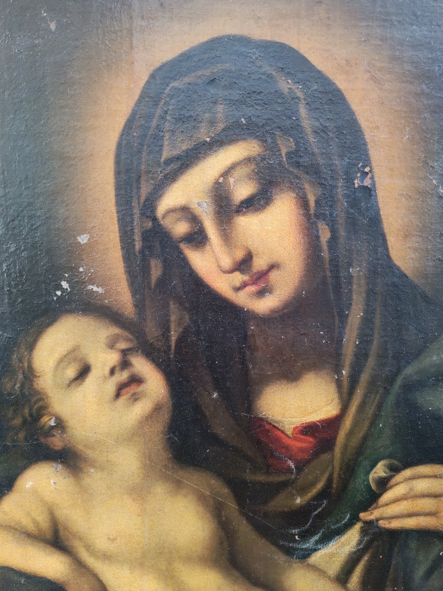 Grande dipinto del XVII secolo, Madonna con bambino-photo-3