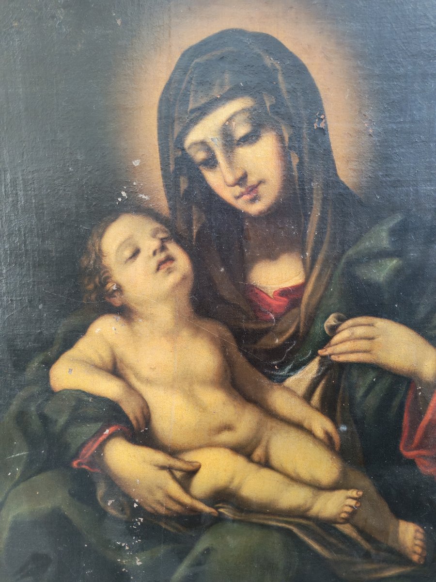 Grande dipinto del XVII secolo, Madonna con bambino-photo-4