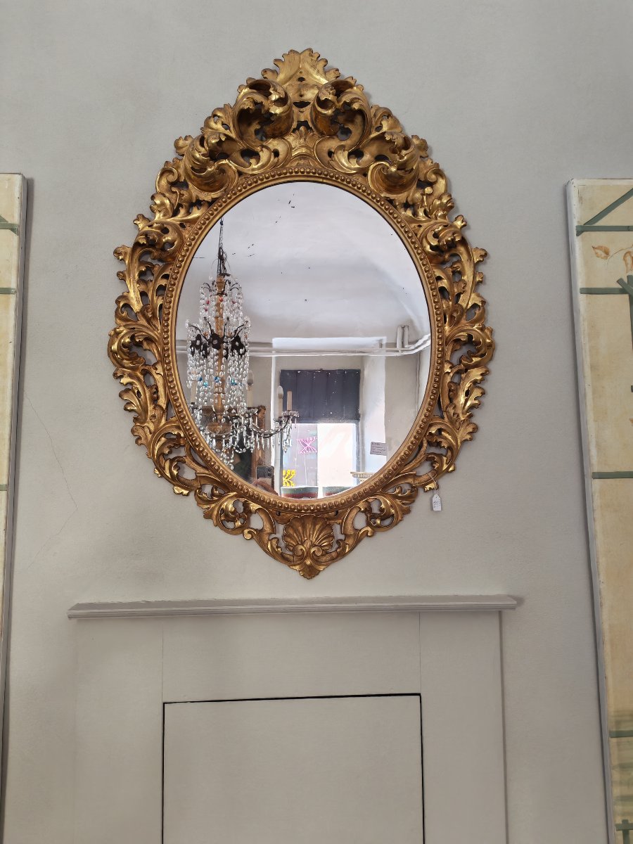 Grande specchio a Cartoccio dell'800 con doratura originale in perfetto stato-photo-4
