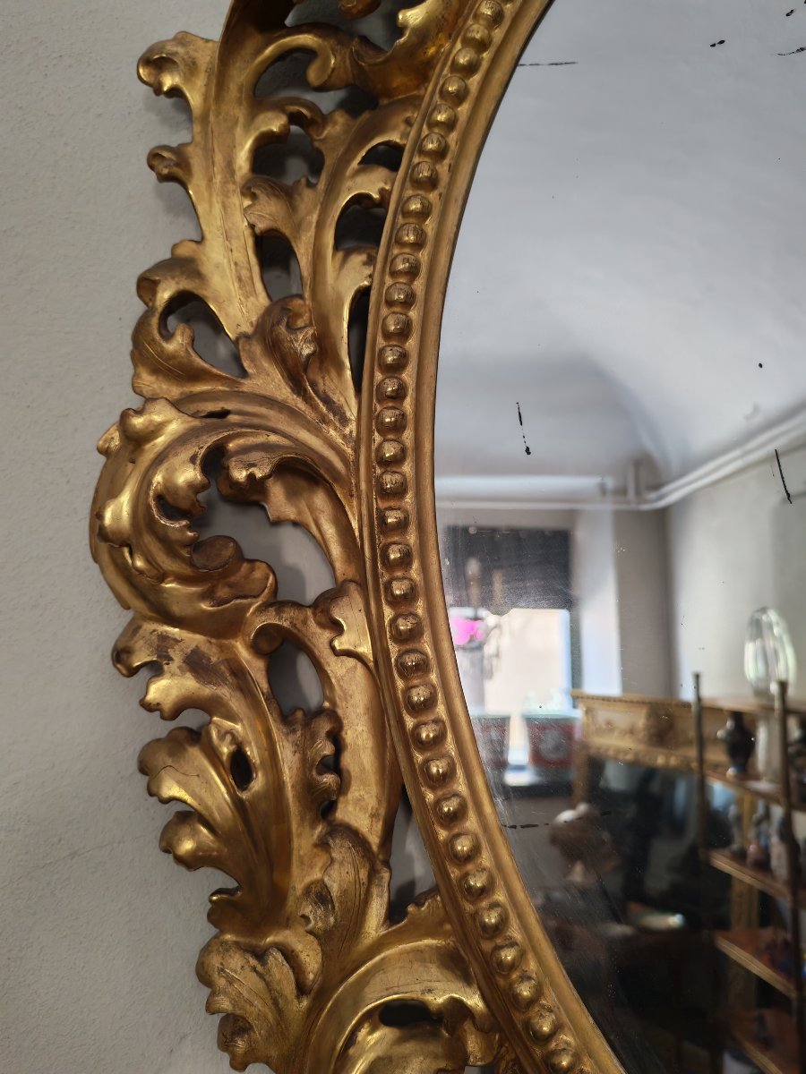Grande specchio a Cartoccio dell'800 con doratura originale in perfetto stato-photo-1