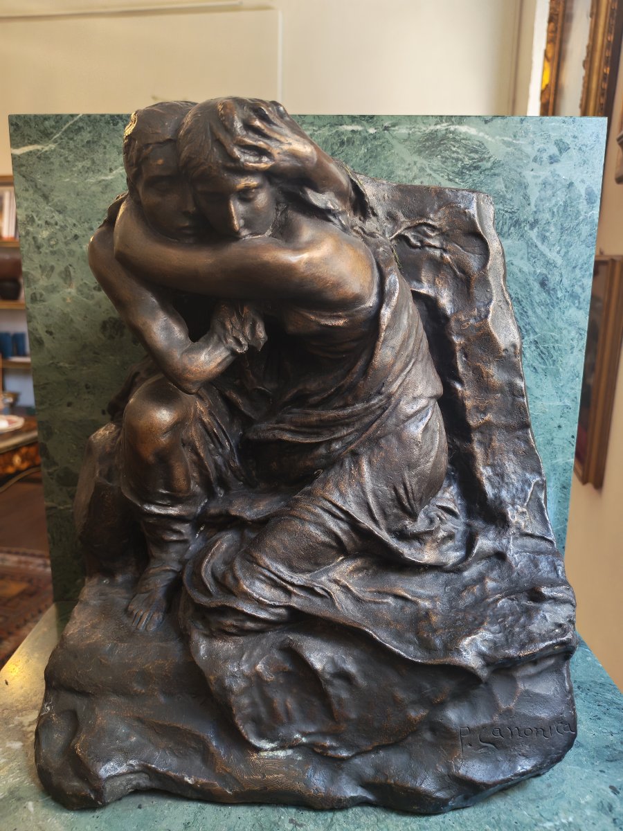 Importante Scultura in bronzo, intitolata l'abisso, di Pietro Canonica-photo-3
