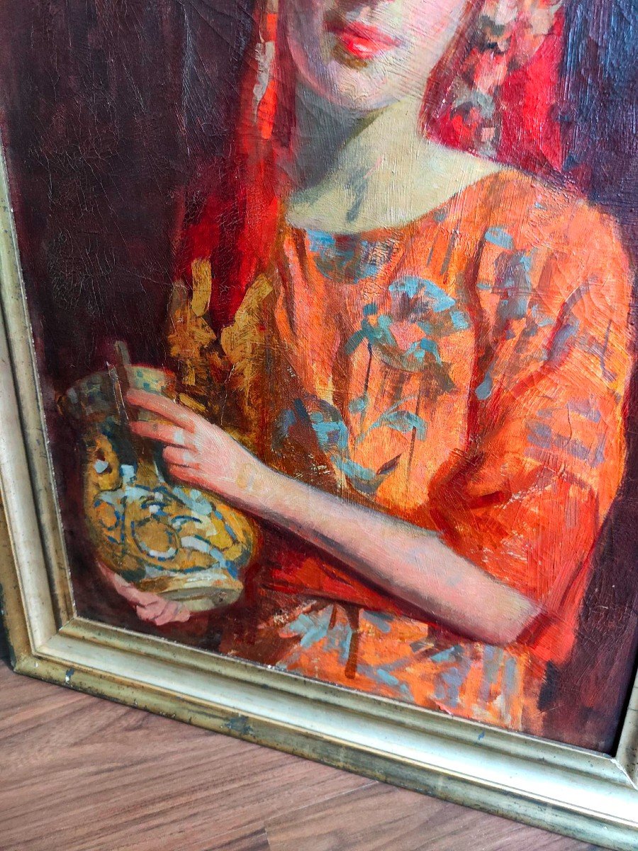 Peinture Orientaliste d'Une Figure Féminine -photo-1