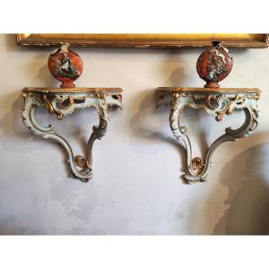 Coppia di piccole consolle veneziane