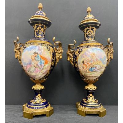  Paire De Vases En Porcelaine De Sèvres, XIXe Siècle