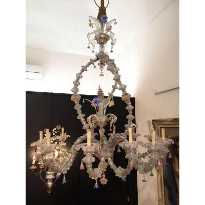 Grand Lustre En Verre De Murano Avec 12 Lumières 