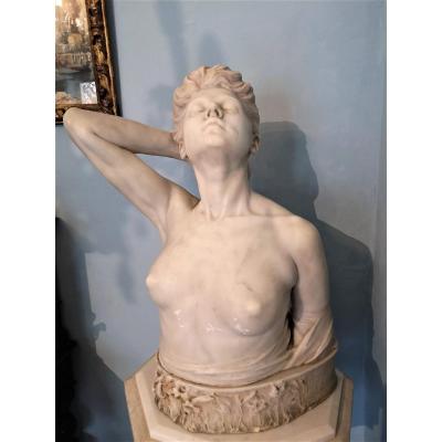 Important Buste En Marbre Blanc Statuaire De Carrare De Carlo Fait