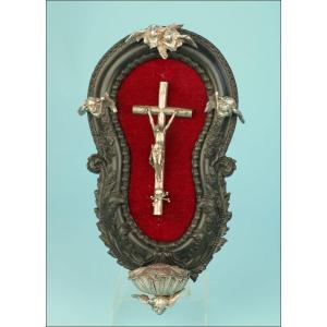 Rare Antique Silver Holy Water Fount. Large. 19th Century